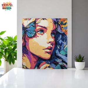Woman Portrait With Butterfly Paint By Numbers For Adults, Color By Numbers Activity, Canvas Painting By Numbers, Vibrant Art For Home Decor