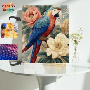 Parrot Diamond Painting, Tropical Bird Wall Art, DIY Full Drill Diamond Embroidery For Home Décor, Perfect Gift For Art Lovers, Diamond Art