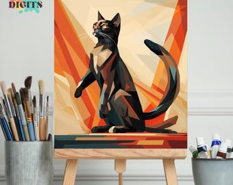 Cat Paint By Numbers For Adults, Color By Number Activity, Cat Diy Painting By Numbers Kit, Easy Canvas Art For Cat Lovers