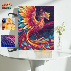 Colorful Phoenix Diamond Painting Kit, Legendary Creature Diamond Art, Fantasy Art On Canvas, Diamond Painting Gift For Painters