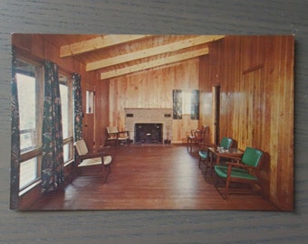 Vintage Postcard with Bluestone State Park Cabin Interior With Deluxe Furnishings, Bluestone State Park, West Virginia, Some Minor Damage