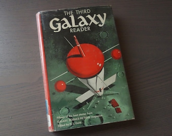 Vintage Sci-Fi Book, 1958 Hardcover Third Galaxy Reader, 15 Science Fiction Stories Ed. by H.L. Gold, As Is Ex Library Book, Page Smudges