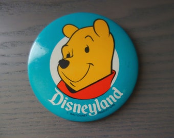 Vintage 1980s Disneyland Pin: Winnie the Pooh, Turquoise 3.5"