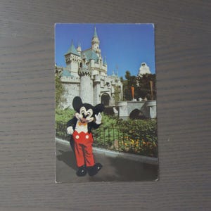 Vintage Disneyland Postcard, 3.5&quot; x 5.5&quot; Image of Fantasyland, Mickey Mouse, Sleeping Beauty Castle, Damage on Front/Back (See Pics), Unsent