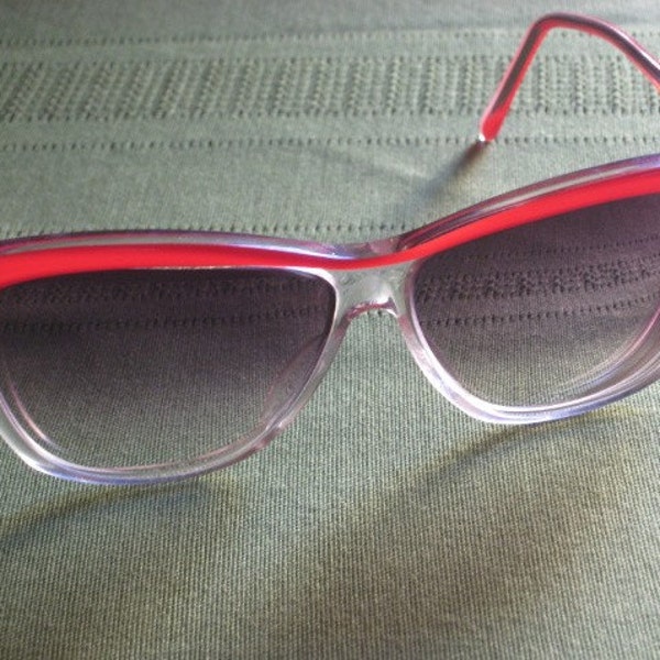 Vintage Red and Clear Encore Eyewear Plastic Sunglass Frames