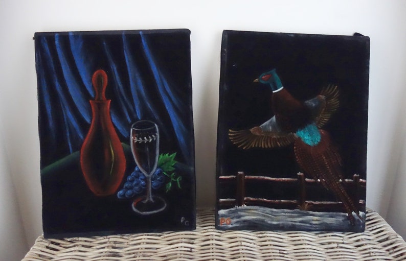 Vintage Velvet Paintings Set of 2 16 X 12 40.6 Etsy