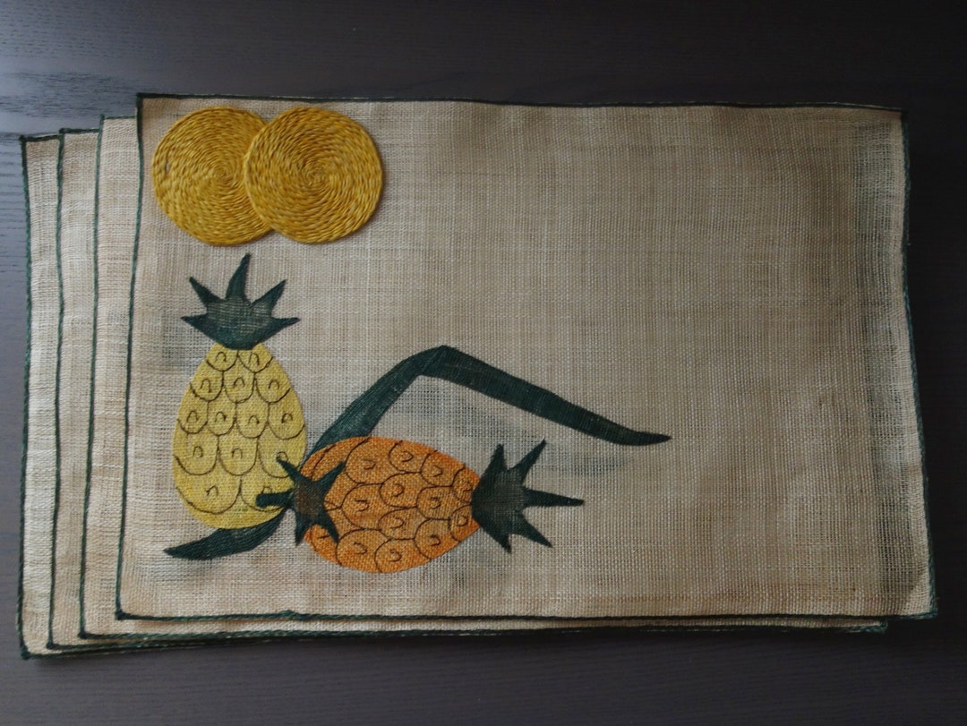 Vintage Straw Placemats Set of 4 18 X 12 Mats Etsy