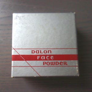 Vintage Cosmetic Face Powder Box by Dalon / Nyal of Detroit, Silver and Red Paper Box with Scented Powder, Damage to Box, Paper Closure Torn