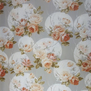 Vintage Floral Cotton Fabric: Ex-Drapery Panels with Roses (66&quot; x 84&quot;)