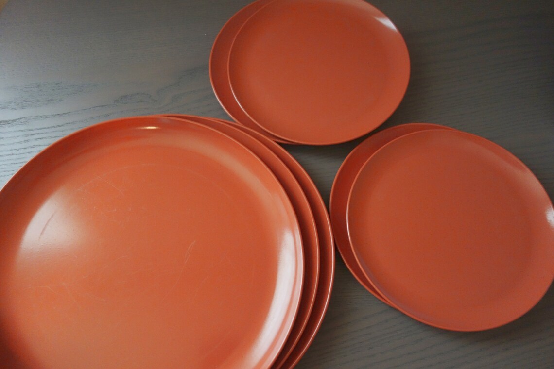 Vintage Melmac Plates as Is Scratched Set of Seven Three Etsy
