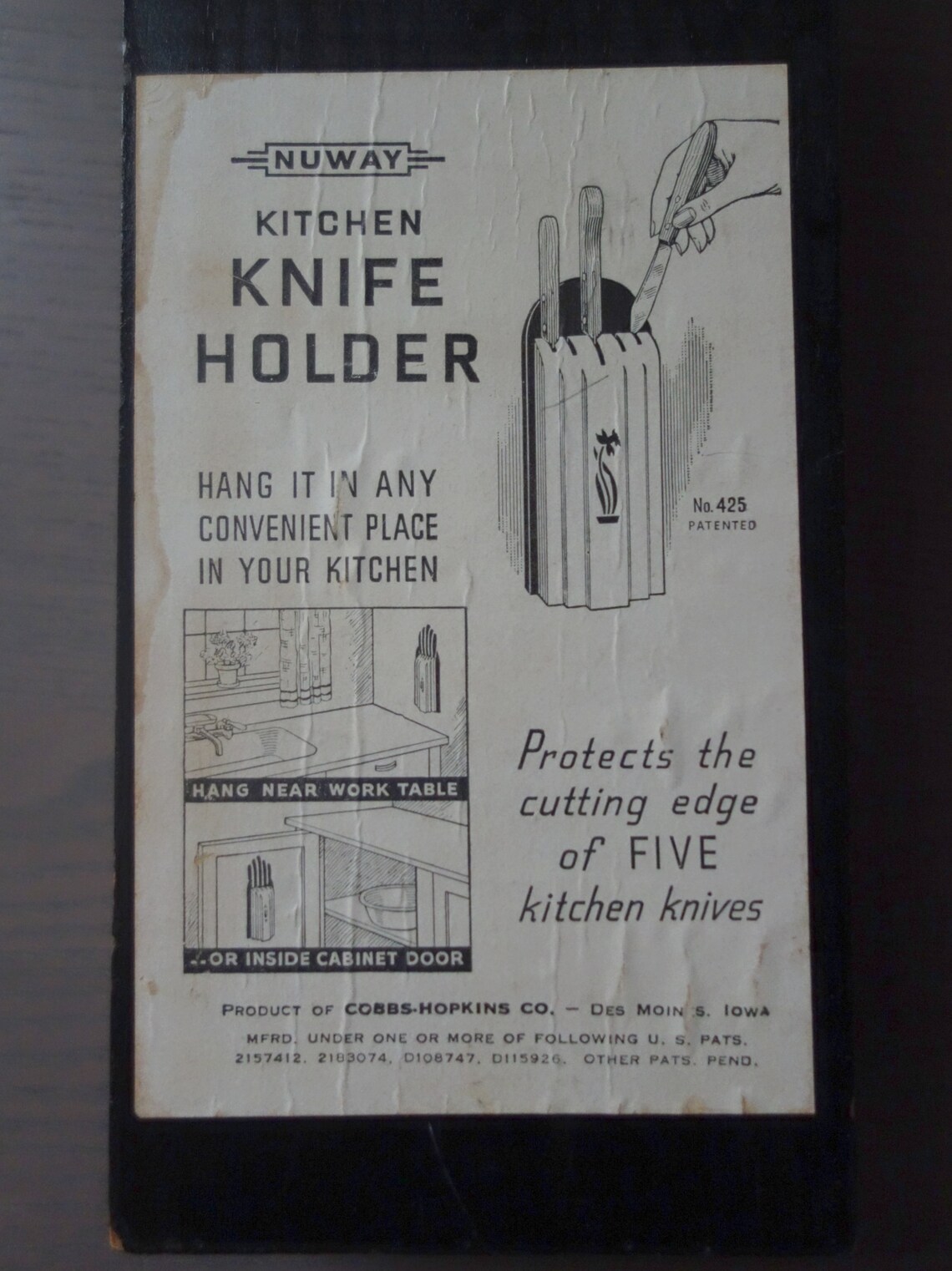 Vintage Knife Holder for Wall as is worn/damaged Please See Etsy