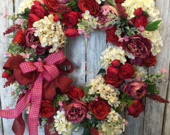Rosa & Roter Blumenkranz, Türkranz, Dekoration für jeden Tag