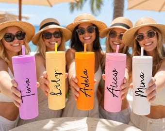 Personalized Bridesmaid Gifts, Bridesmaid Proposal Tumbler, Custom Tumbler with Lid and Straw, Bachelorette Party Favor, Wedding Cup