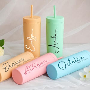 Custom Bridesmaid Tumblers with Straws 16oz Wedding Party Cups,Bachelorette Weekend Drinkware,Girl Trip Essentials,Personalized Water Bottle