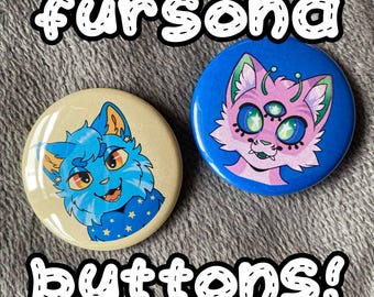 Custom Fursona button pin! - pinback button furry fursona commission headshot badge