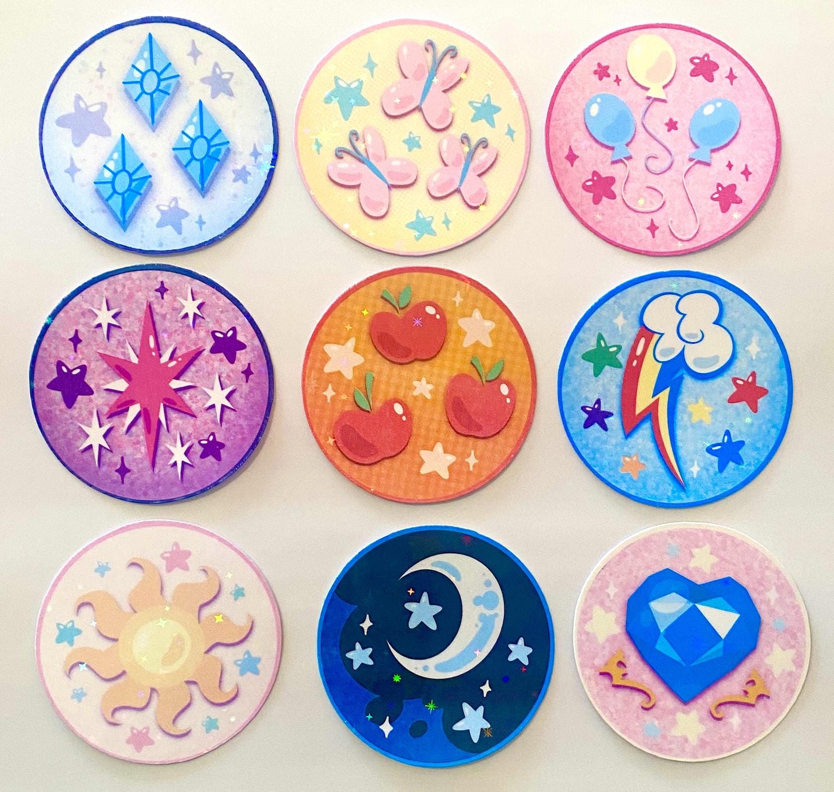 Sparkly Holo Cutie Mark Stickers - my little pony, mlp