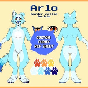DIGITAL fursona reference sheet - custom furry oc ref commission