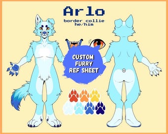 DIGITAL fursona reference sheet - custom furry oc ref commission