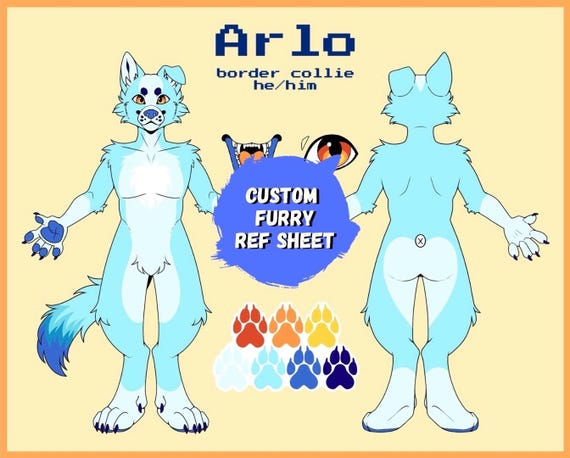DIGITAL fursona reference sheet - custom furry oc ref commission