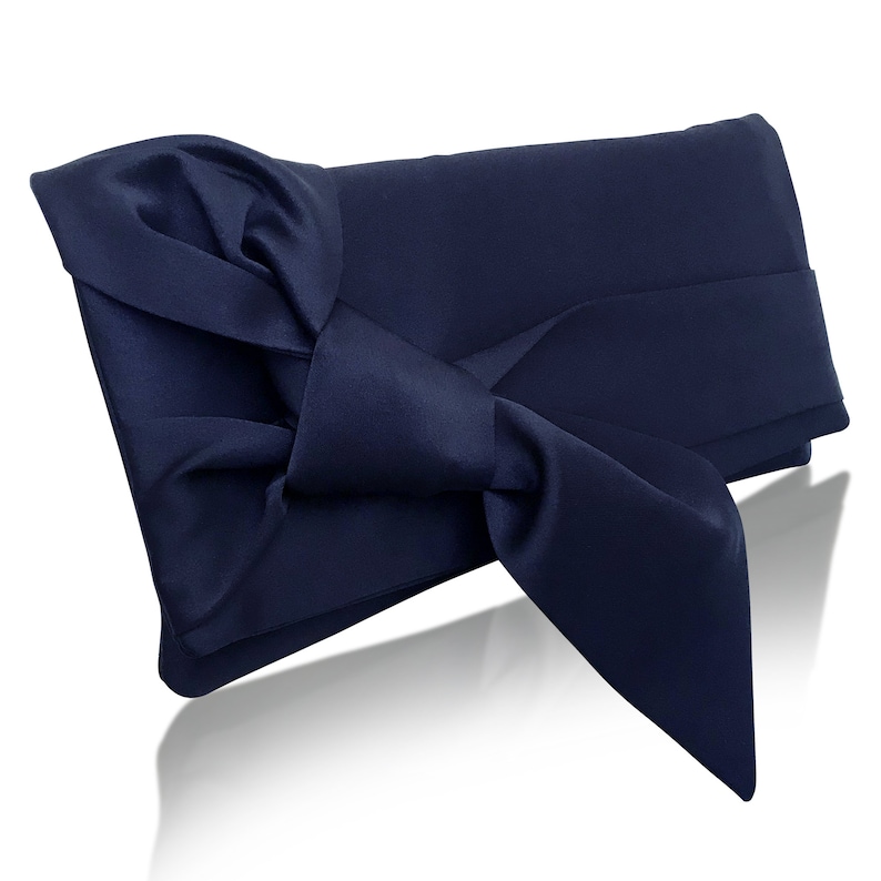 Navy or black satin bow PIPER clutch purse, bridesmaids, mother of the bride image 3