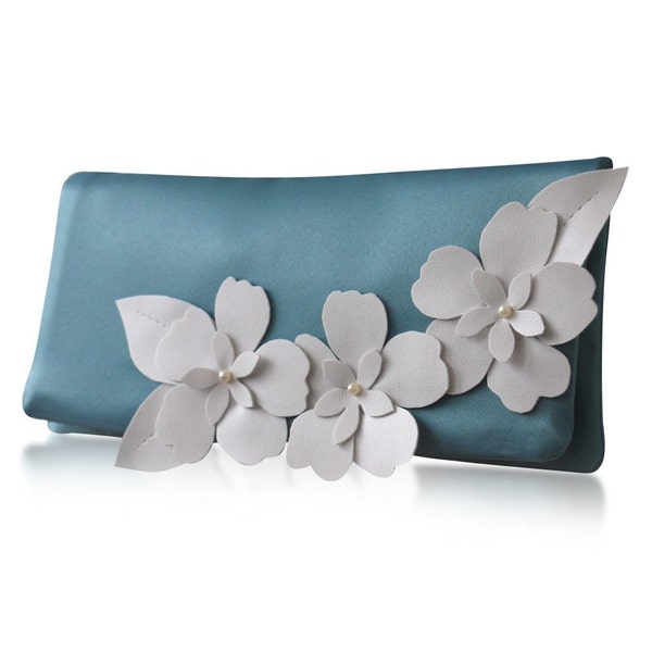 Astor green satin clutch