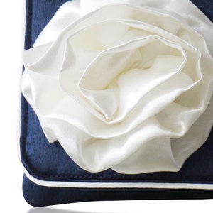 Navy and ivory satin bridal wedding GEORGIA clutch purse, bridesmaids gifts, mother of the bride image 3