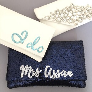 I DO wedding day bridal clutch purse image 9