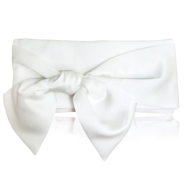 Ivory or white satin bow HOPE clutch purse, bridesmaids, mother of the bride
