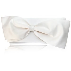 Ivory or white satin bow wedding bridal clutch purse QUINN image 1