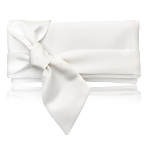 Ivory satin bow PIPER clutch purse, bridesmaids, mother of the bride