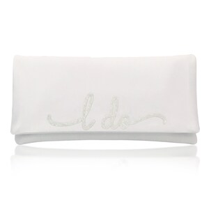 I DO wedding day bridal clutch purse flourish font image 4