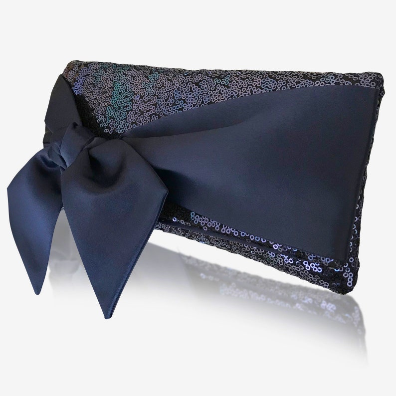 Pochette HOPE à sequins bleu marine ou noir, demoiselles d'honneur, mère de la mariée image 4