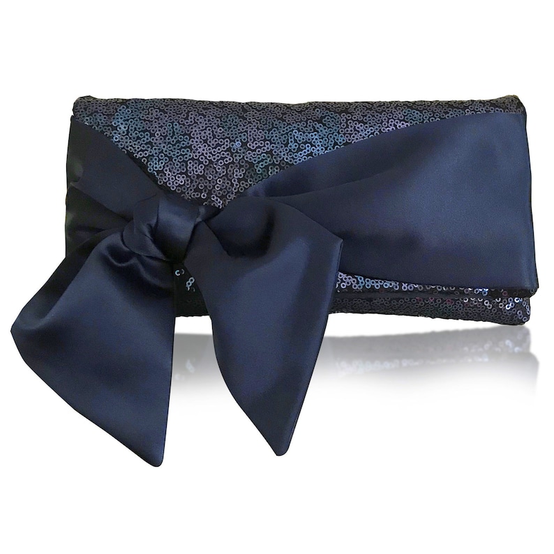 Pochette HOPE à sequins bleu marine ou noir, demoiselles d'honneur, mère de la mariée image 1