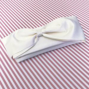 Ivory or white satin bow wedding bridal clutch purse QUINN image 3