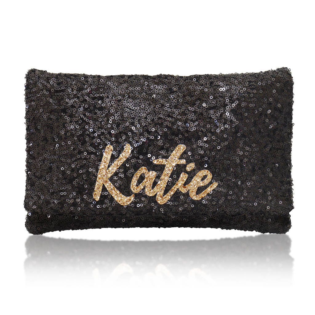Black Glitter Clutch Etsy Ireland