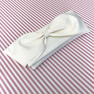 Ivory or white satin bow wedding bridal clutch purse QUINN image 5