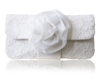 Ivory lace bridal wedding clutch purse EVA