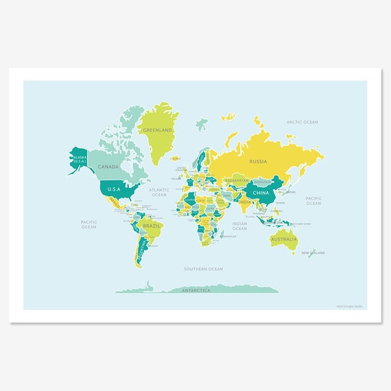 items similar to classic world map print on etsy