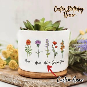 Custom Mama's Garden Mini Plant Pot, Gift for Mom, Personalized Birth Flower Pots, Mom Gifts, Outdoor Planter, Birthday Gift, Family Pot