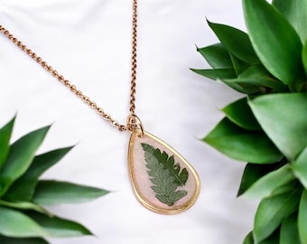 Pressed Fern Necklace: 18k Gold Plated Botanical Pendant