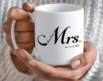Personalized Mr. and Mrs. Mug | Wedding Date, Last Name