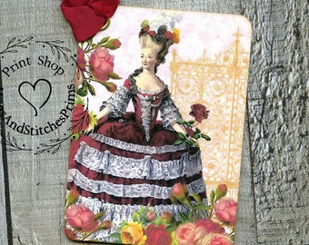 French Marie Antoinette Gift or ScrapbookTags or Magnet #625