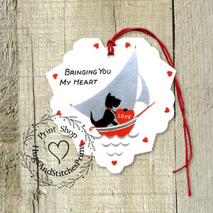 Retro Bringing You My Heart Black Scottie Dog Valentine Gift or Scrapbook Tags #2