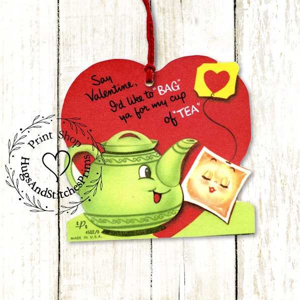 Retro I'd Like To Bag You Teapot Teabag Valentine Gift Tags or Hang Tags #15