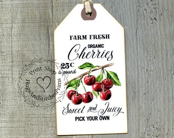 Farm Fresh Organic Cherries Gift or Scrapbook Tags  #1150