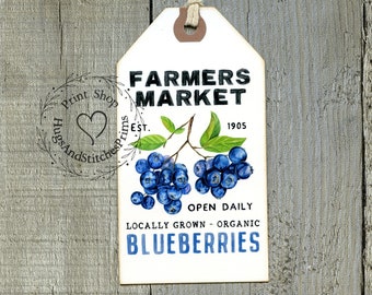 Farm Fresh Farmers Market Blueberries Gift or Scrapbook Tags  #1146