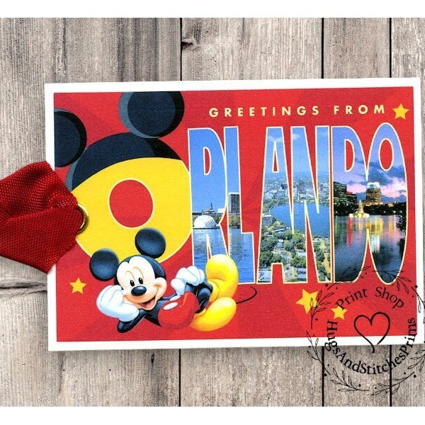 Greetings From Orlando Florida Large Letter Souvenir Postcard Gift or Scrapbook Tags or Magnet #G 41