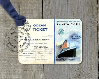 Titanic Ship Ticket Gift or Scrapbook Tags or Magnet #431