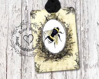 Royal Queen Honey Bumble Bee Gift or Scrapbook Tags or Magnet #651