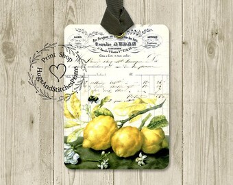 French Lemons On A Branch Gift or Scrapbook Tags or Magnet #464